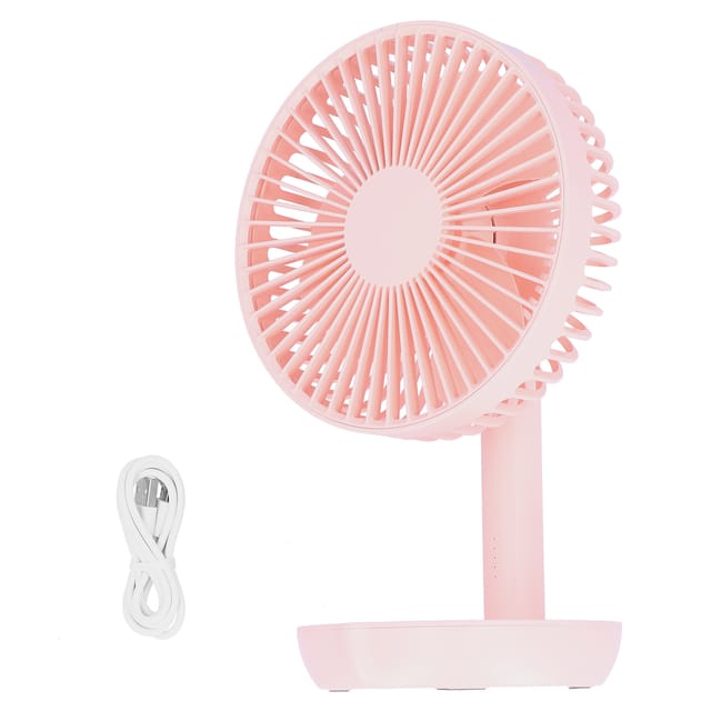 Kabelloser, Wiederaufladbarer Standventilator Mit Oszillationsfunktion, Leise Und Praktischer Usb-ladeanschluss, Für Büro, Zuhause, Schule, Pink