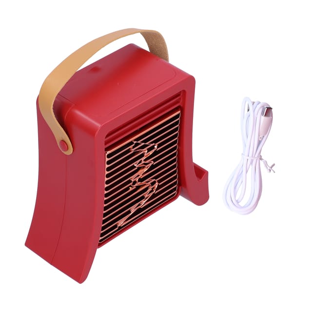 Tragbarer Ventilator Mit Led-nebellicht, Usb-ladefunktion, Für Wohn- Und Esszimmer, Rot