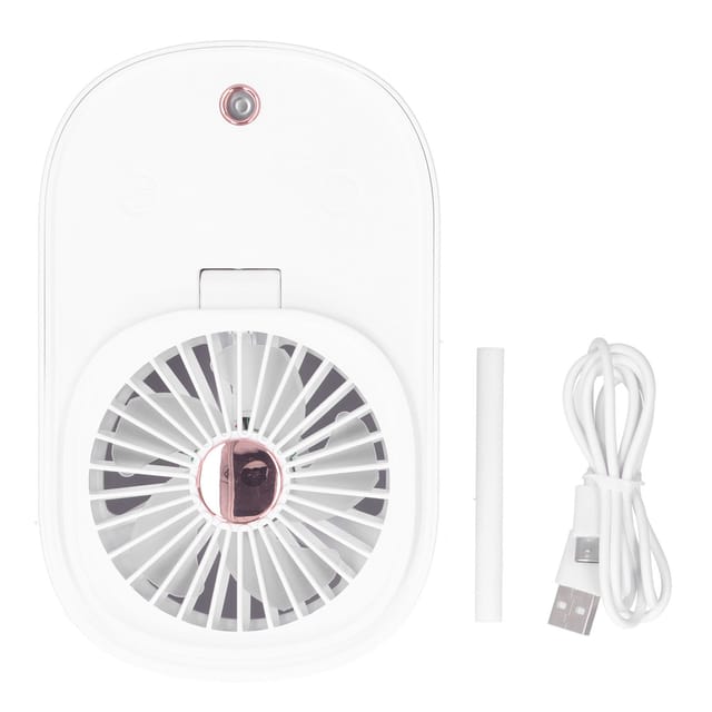 Faltbarer 90°-ventilator Mit Integriertem Luftbefeuchter (2-in-1) Für Zuhause Und Büro, Weiß