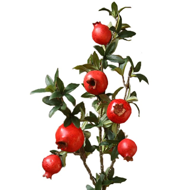 Set Mit 2 Künstlichen Granatapfelstielen Aus Schaumstoff, 80 Cm, Rot, Dekoratives Kunstobst Für Zuhause Und Hotel