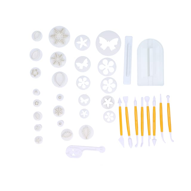 37-teiliges Set: Kuchenformen Aus Zuckerpaste, Ausstechformen, Rinnen Und Werkzeuge Zum Dekorieren Von Gebäck