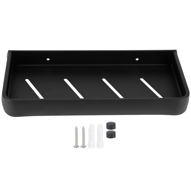 30 Cm Breites, Wandmontiertes Aluminium-badezimmerregal Mit Perforiertem Aufbewahrungskorb