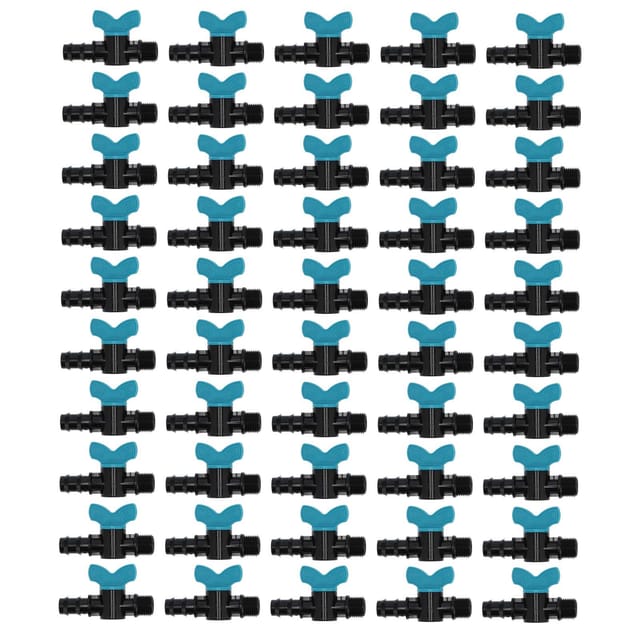 Packung Mit 50 Kunststoff-gartenhähnen Mit 3/4"-außengewinde Für 16-mm-schläuche, Garten- Und Gewächshaus-steuerventile