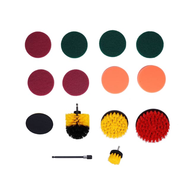 Set Mit 14 Bohrmaschinenbürsten-aufsätzen, Rotationsreinigungsset, Pads, Schwämmen Für Die Haushaltsreinigung