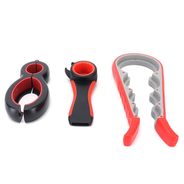 Set Mit 3 Tragbaren, Multifunktionalen Dosenöffnern Für Gläser, Flaschen, Dosen Und Deckel – Edelstahl, Pp, Tpr, Schwarz Und Rot