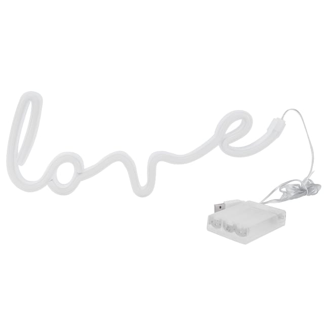 Neon-leuchtschild Mit Dem Schriftzug „love“, Led-dekorationsleuchte Fürs Schlafzimmer, Usb-/3 Aa-batteriebetrieb, 35 X 13,5 X 2 Cm, Schutzart Ip45, 100 Lm, 5 V