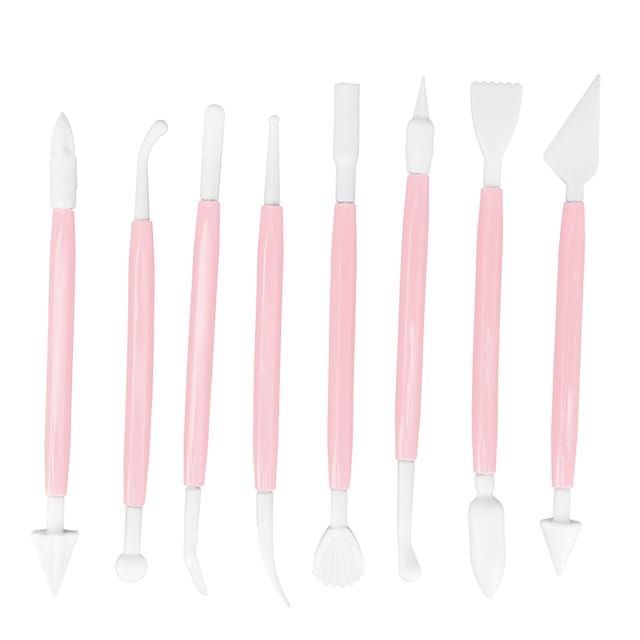 Set Mit 8 Gravurstiften Für Zuckerpaste-dekorationen, Diy-backwerkzeuge, Rosa Kunststoff
