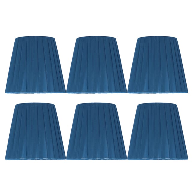 Set Mit 6 Modernen Und Schlichten Stofflampenschirmen Für Kristalllüster Mit Clipbefestigung, Blau, Oberer Durchmesser 9 Cm, Unterer Durchmesser 14 Cm, Höhe 13 Cm