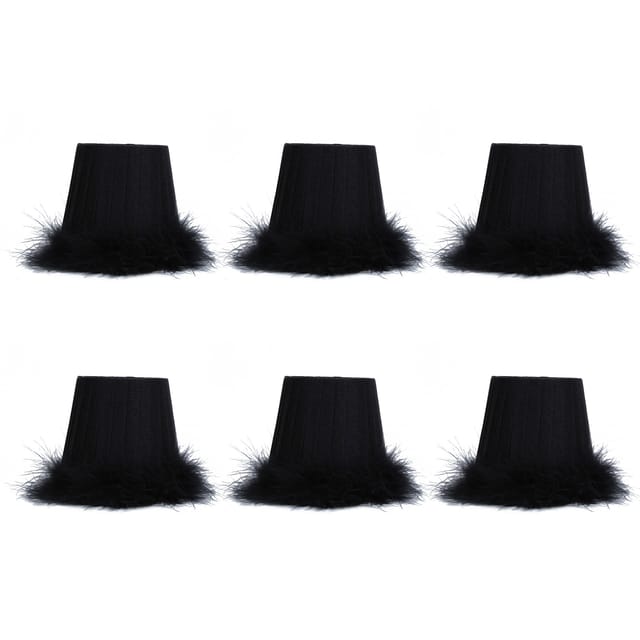 6-teiliges Lampenschirm-set Aus Stoff Mit Federborte Für Pendelleuchten, Heimbeleuchtung, Dekoration, Lila, Ø 12 Cm