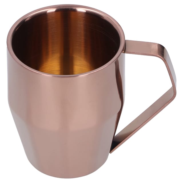 Doppelwandiger Kaffeebecher Aus Edelstahl 304 Mit 340 Ml Fassungsvermögen, Rautenförmiger Oberfläche Und Roségoldenem Henkel