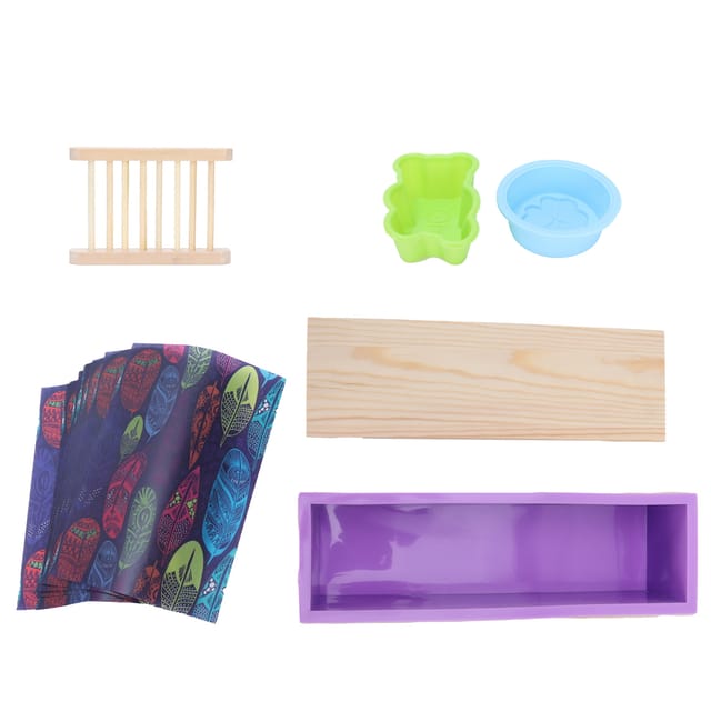 Diy-seifenform-set Aus Silikon Mit Holzbox, Seifenhalter, Geschenkpapier, Backzubehör, Lila