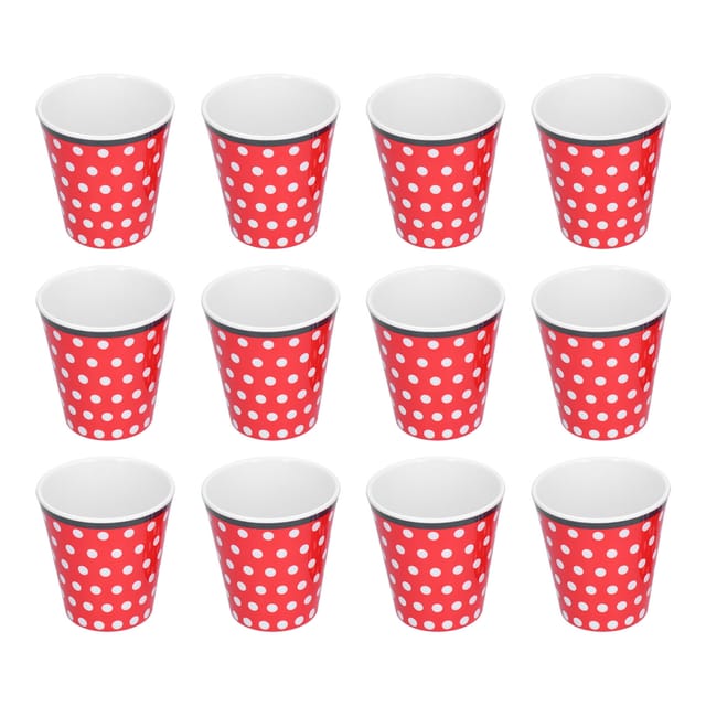 Set Mit 12 Melaminbechern In Porzellanoptik Für Restaurants, Schulen Und Studenten, Rot, 9 X 8,6 Cm