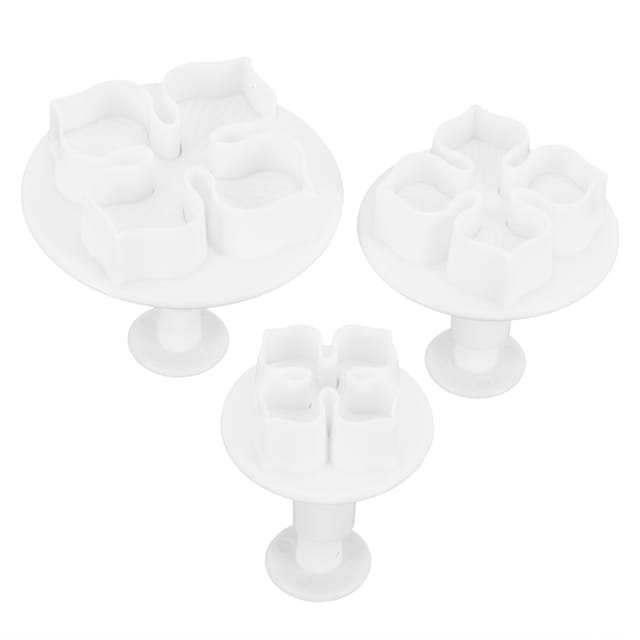 Set Mit 3 Federbelasteten Ausstechformen Mit Hortensienmotiv, Ideal Zum Dekorieren Von Kuchen Und Keksen, Aus Lebensmittelechtem Kunststoff, 5,5/4,5/3,5 Cm