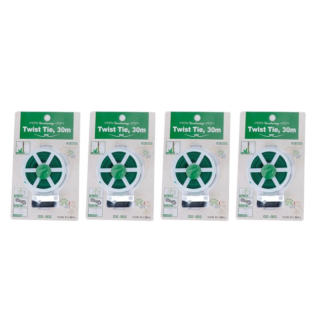 Set Mit 4 Pflanzenbindern Inklusive Drahtschneider, Stütze Für Kletterpflanzen Und Blumen, 30 M, Grün, Abs + Eisen