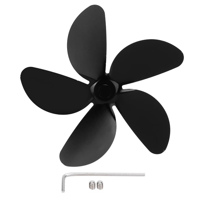 Universeller 5-blatt-kaminventilatorflügel Aus Aluminiumlegierung, Wärmebetriebenes Zubehör, Schwarz