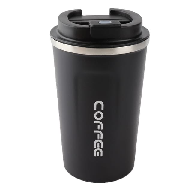 Isolierbecher (380 Ml) Aus Doppelwandigem, Auslaufsicherem Edelstahl, Tragbar Für Auto Oder Café (schwarz)
