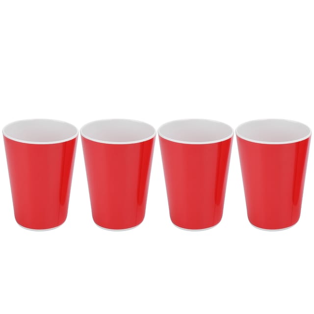 Set Mit 4 Stoßfesten Melamin-trinkbechern Für Büro, Zuhause, Bar, Restaurant, 11 X 7,8 X 7,8 Cm, Rot