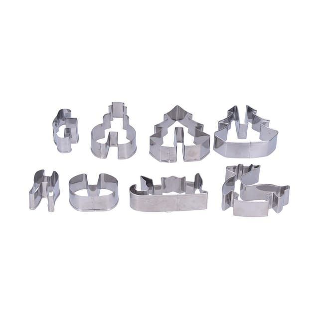 8-teiliges Set Aus Lebensmittelechten Edelstahl-ausstechformen Für Kekse, Kuchen Und Gebäck In Form Eines Weihnachtsbaums, Rentiers, Schneemanns Und Schlittens.