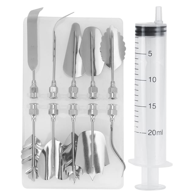 Spritzbeutel-set Aus Edelstahl Und Kunststoff Für Die Dekoration Von Biskuitkuchen Und Entremets 1 Spritze, 10 Tüllen, 12 Cm X 5,5 Cm