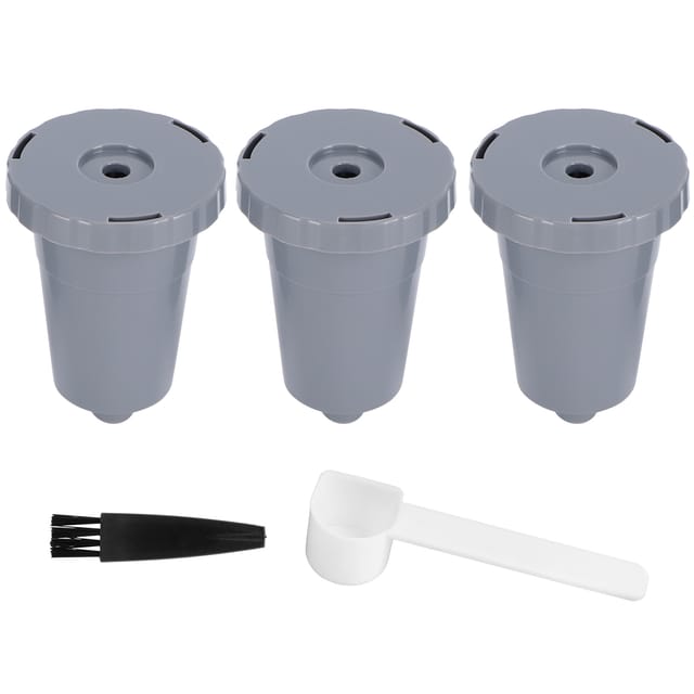 Set Mit 3 Wiederbefüllbaren Kaffeekannen Mit Wiederverwendbaren Kaffeefiltern Aus Pp Und Edelstahl 304, Inklusive Löffel Und Bürste, Kompatibel Mit Keurig 1.0