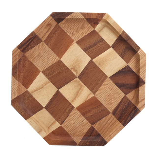 Holztablett Mit Gittermuster, 24 X 24 Cm, Für Obst, Tee, Dessert, Brot, Präsentationsständer Mit Erhöhtem Rand