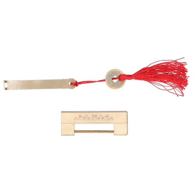 Kleines, Retro-inspiriertes Messing-vorhängeschloss, 4,4 Cm Lochabstand, 7,5 X 3 X 1,7 Cm, Verziert, Für Schmuckkästchen Und Schrank, Mit 1 Schlüssel