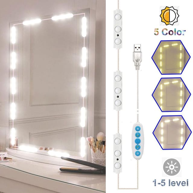 Variable Led-spiegelleuchte Mit 45 Leds, Diy-schminkbeleuchtung Für Den Schminktisch, Usb-schminkspiegellampe