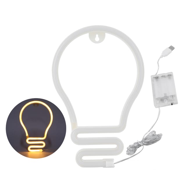 Neon-glühbirnen-förmiges Led-schild, Wanddekoration Für Partys, Weihnachten, Hochzeiten, Usb-/batteriebetrieb, Warmes Licht