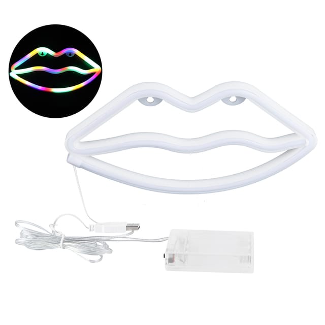 Mehrfarbiges Led-leuchtschild In Lippenform, Wanddekoration Für Kinderzimmer, Weihnachtsfeier