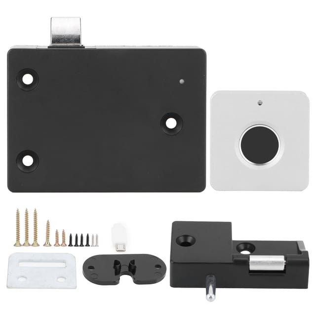 Smart-home-fingerabdruckschloss Aus Aluminiumlegierung Für Möbelschubladen, Kleines Quadratisches Silbernes Elektronisches Schloss