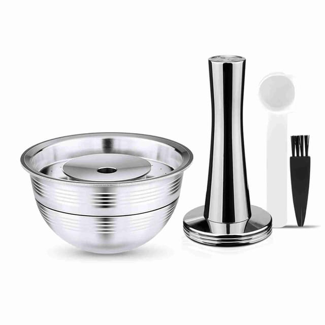 Set Wiederverwendbarer Edelstahl-kaffeekapseln Mit Tamper, Messlöffel Und Bürste Für Vertuo Vertuoline Gca1 Delonghi Env150 9 G 54 X 28,7 Mm