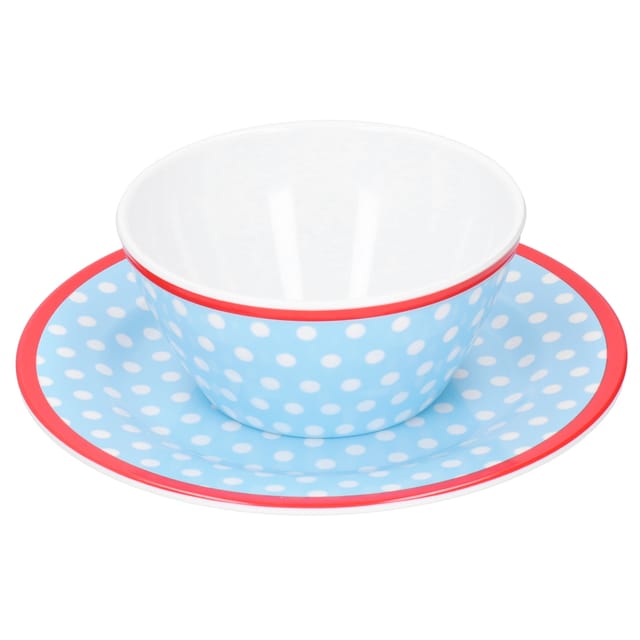 Luxuriöses Porzellan-schüssel- Und Teller-set Für Obst, Salat, Desserts, Küche, Restaurant, 14,6 Cm X 22,5 Cm, Hellblau Mit Punkten
