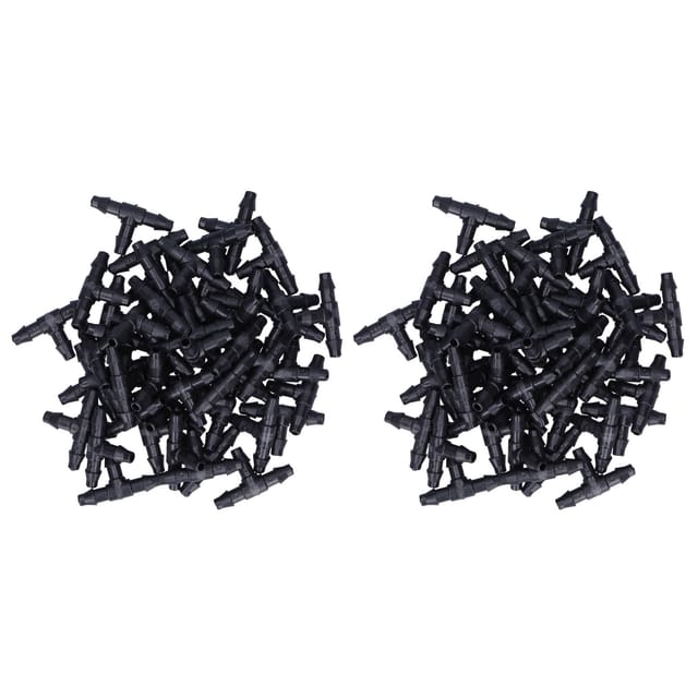 Packung Mit 100 T-stücken Für 4/7"-schläuche, Tropfbewässerungsanschluss Für Den Garten, Bewässerungszubehör, Schwarzes Abs, 33 X 20 Mm