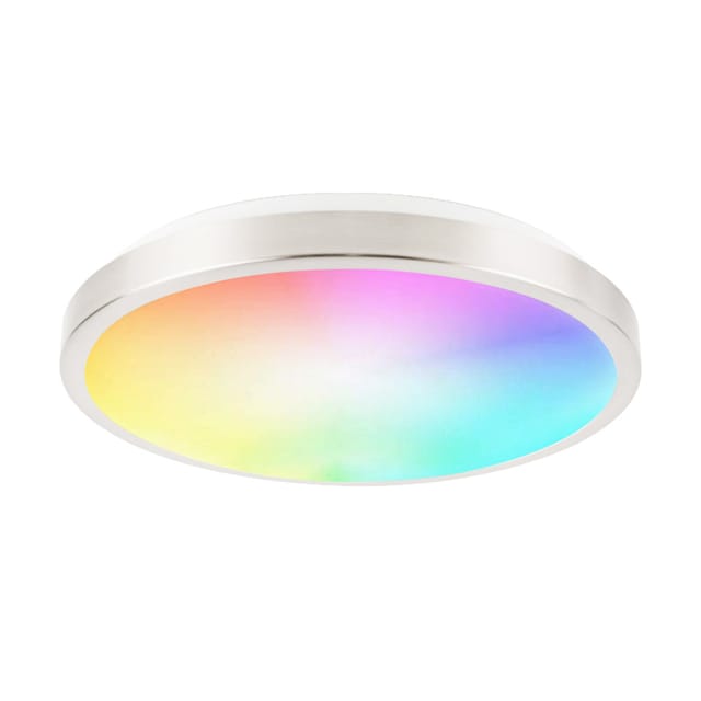 Intelligente Led-deckenleuchte, 28 Cm, 15 W, Einbau, Wlan-fähig, 2700–6500 K Weiß Und Rgb-mehrfarben, Helligkeit Einstellbar, Sprachsteuerung, App-programmierung, Gebürstetes Nickel, Hub-frei