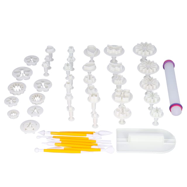 46-teiliges Ausstechformen-set Aus Kunststoff Für Fondant, Kekse Und Plätzchen, Tortendekorationsset Und Backutensilien