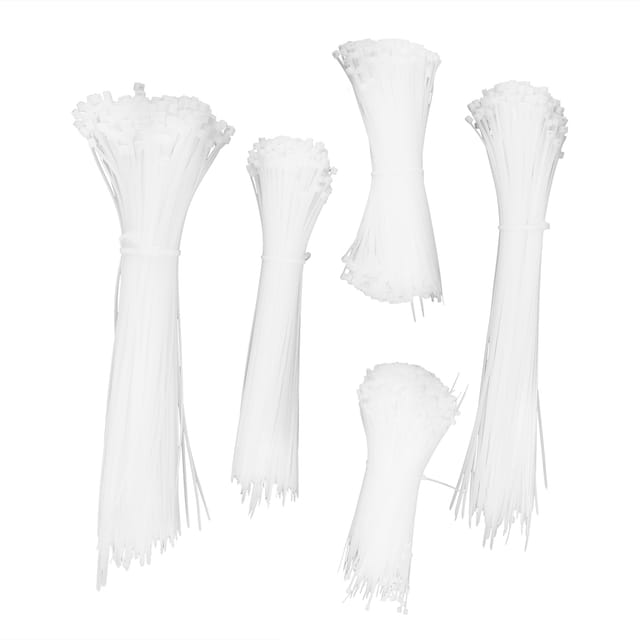 Packung Mit 5 Weißen Nylon-kabelbindern Für Kabelbinder, Kabelschutzhüllen, Drähte Und Zur Organisation.