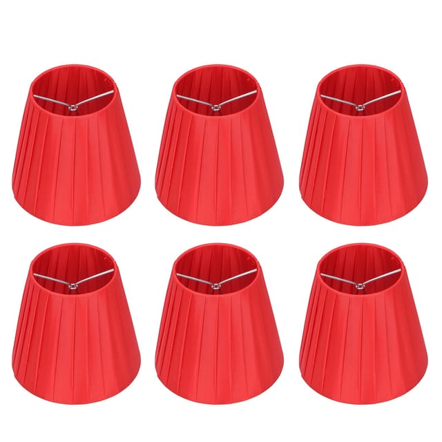 Set Mit 6 Roten Stofflampenschirmen Für Kristalllüster Und Wandleuchten, 9 X 14 Cm, Mit Clip