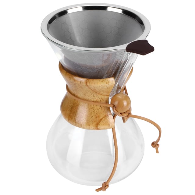 Hochtemperaturbeständige Glaskaffeekanne Mit Edelstahlfilter Und Trichter, 600 Ml