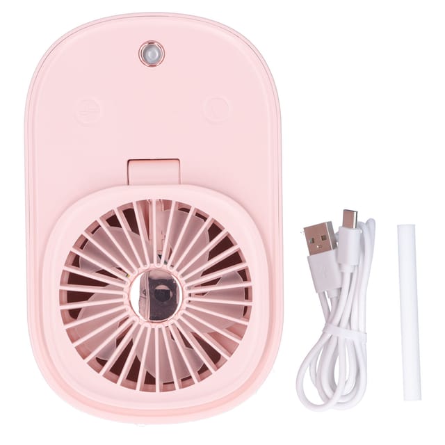 2-in-1 90°-faltventilator Mit Tragbarer Sprühdüse Für Zuhause Und Büro – Rosa