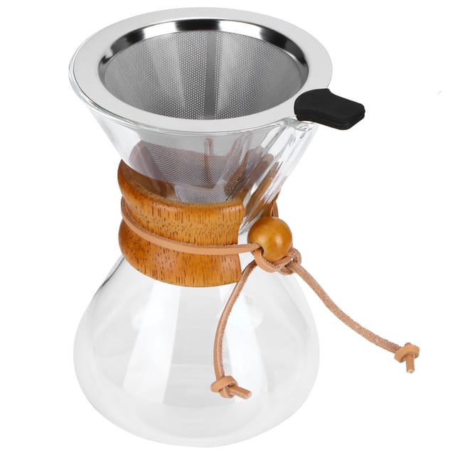 Hitzebeständige Glaskaffeekanne Mit Edelstahlfilter Für Filterkaffee, 400 Ml