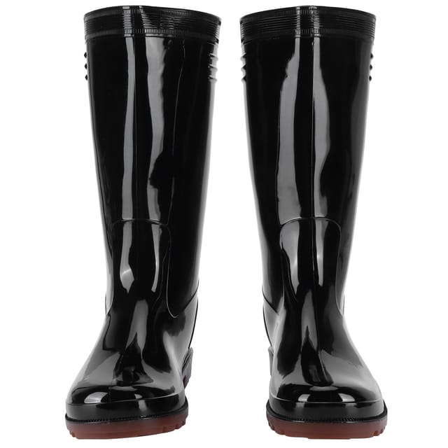 Wasserdichte Pvc-regenstiefel Für Garten Und Arbeit, Schlicht, Glänzend, Rutschfest, Schwarz, Größe 38 (2er-pack)