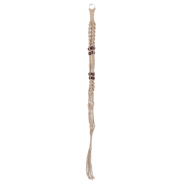 Grauer Hanfseil-pflanzenhänger, 110 Cm, Mit Holzperlen, Zur Dekoration Von Blumentöpfen Im Innen- Und Außenbereich