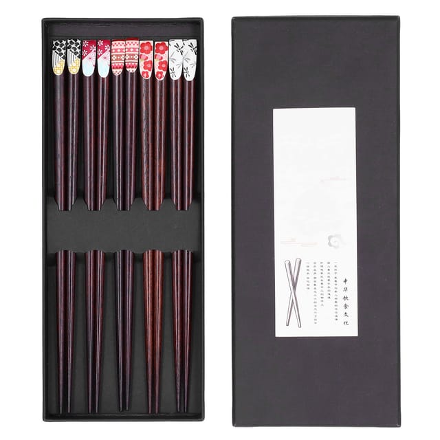 Set Mit 5 Paar Wiederverwendbaren Japanischen Essstäbchen Aus Holz – Ein Tolles Einzugsgeschenk