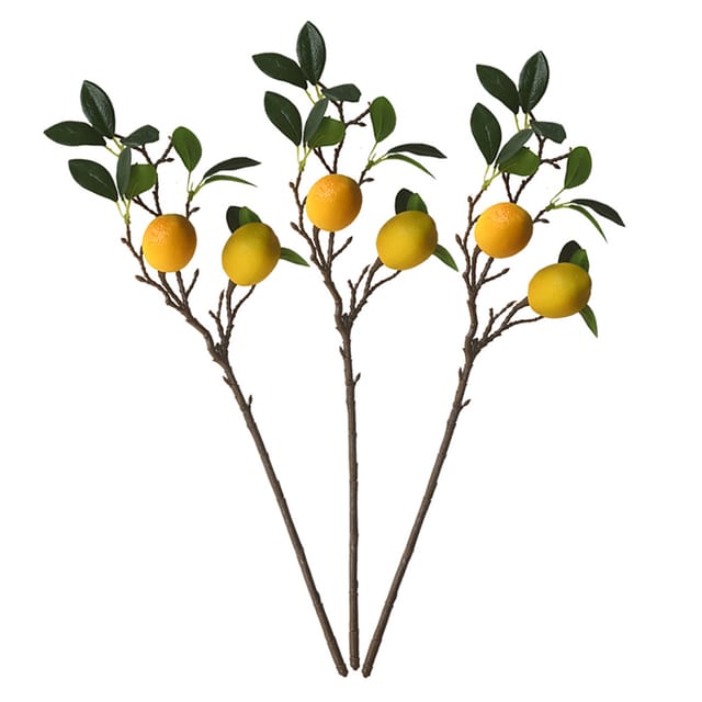 Künstliche Gelbe Zitronenstiele Aus Schaumstoff, 2 Früchte, Flexibler Stiel, 53 Cm, Küchendekoration, Party, Bauernhof