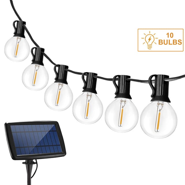 Solarbetriebene Lichterkette Mit 10 Warmweißen Leds, Wasserdicht, Zum Aufhängen, Für Garten, Terrasse, Hof, Hochzeit, Party Und Den Außenbereich