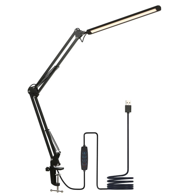 Tomshine Led-schreibtischlampe Mit Blendfreier Klemme, Einstellbarer Helligkeit, Leselampe Mit 3 Farbtemperaturen Und 10 Helligkeitsstufen, Verstellbarem Arm Für Büro Und Arbeitszimmer