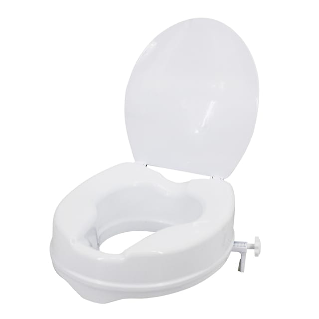 Erhöhter Toilettensitz Mit Verstärktem Deckel (tragkraft 300 Lb), Erhöhter Toilettensitz Mit Klemmen Für Die Meisten Länglichen Toiletten (weiß, 10 Cm)