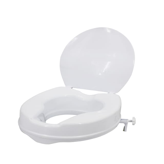 Erhöhter Toilettensitz Mit Deckel, 300 Lbs Verstärkt Mit Klemmen, Erhöhter Toilettensitz Für Die Meisten Länglichen Toilettenbecken (weiß, 5 Cm)