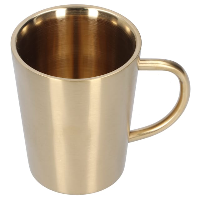340 Ml Doppelwandiger Bierkrug Aus Edelstahl 304 Mit Henkel Für Kaffee Oder Wasser, Goldfarben