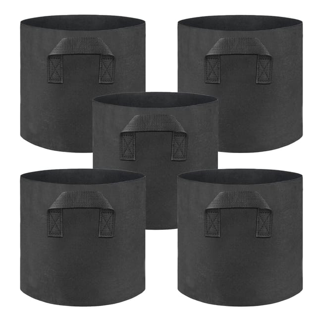 Atmungsaktive Pflanzsäcke Aus Filz Und Polypropylen Mit Griffen, Gartentöpfe Zum Anpflanzen, 20 X 10 X 8 Cm, Schwarz, 5er-pack